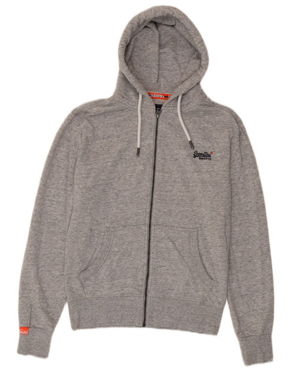 Maglione con cappuccio e zip da uomo Superdry in cotone chiazzato grigio piccolo