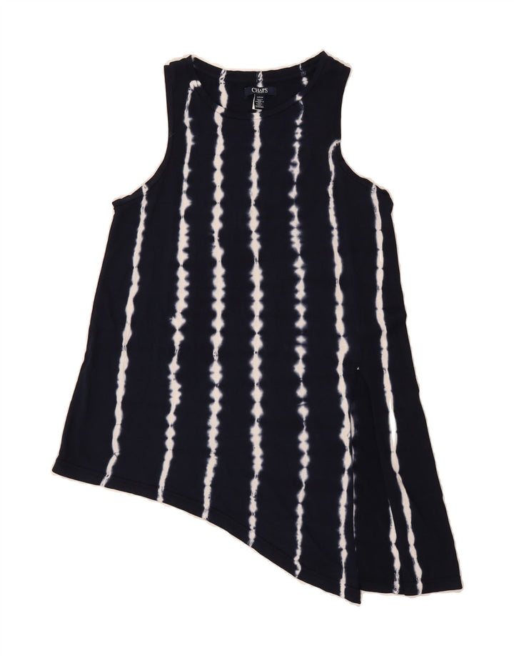 CHAPS Womens Asymmetric Vest Top UK 10 Small Navy Blue Striped Cotton Vintage Chaps and Second-Hand Chaps from Messina Hembry 