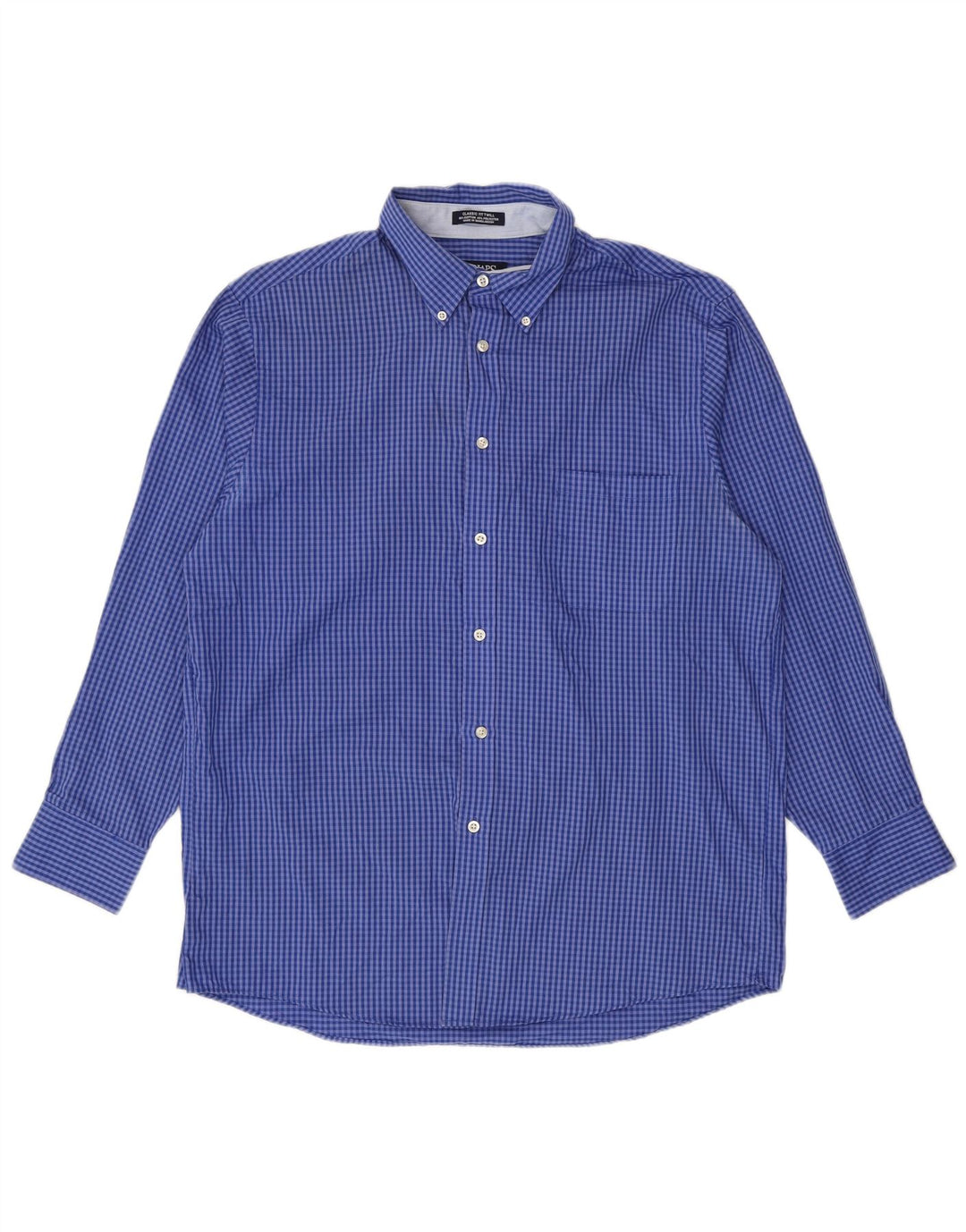 Camicia Chaps da uomo vestibilità classica taglia 16 16 1/2 grande cotone a quadretti blu