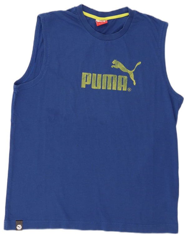 Canotta grafica da uomo Puma Large in cotone blu