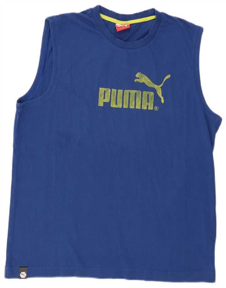 Canotta grafica da uomo Puma Large in cotone blu