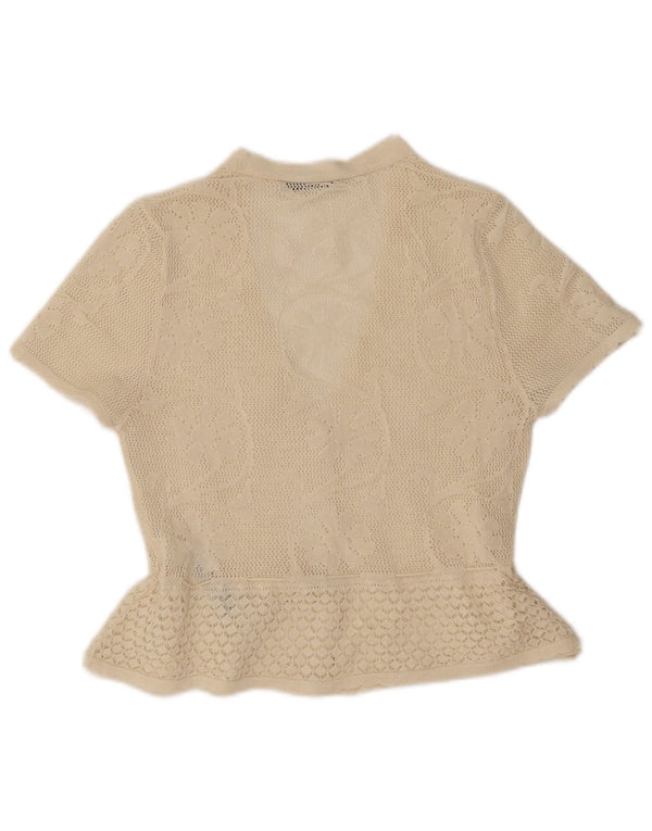 Camicetta a maniche corte all'uncinetto da donna Zara UK 14 grande bianco sporco