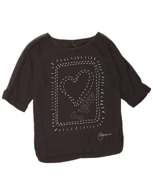 DESIGUAL Camicetta grafica da donna Top UK 14 Medio Nero
