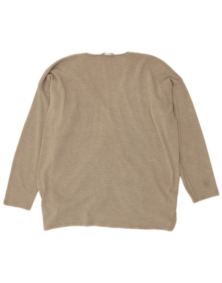 Top oversize da donna Zara a maniche lunghe UK 12 Poliestere beige medio