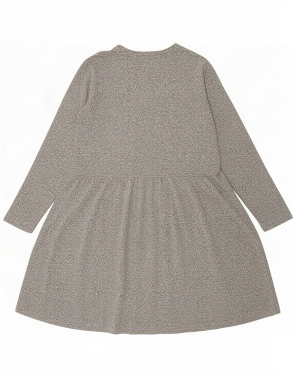 Abito a trapezio a maniche lunghe da donna Zara UK 14 Grande poliestere screziato grigio