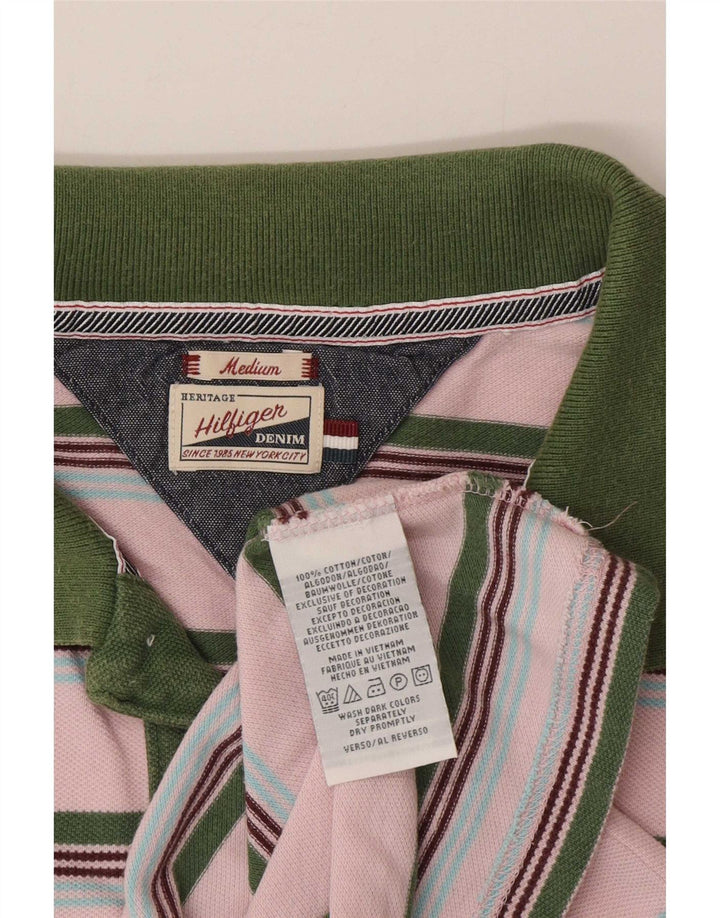 Polo da uomo Tommy Hilfiger in cotone a righe rosa medio