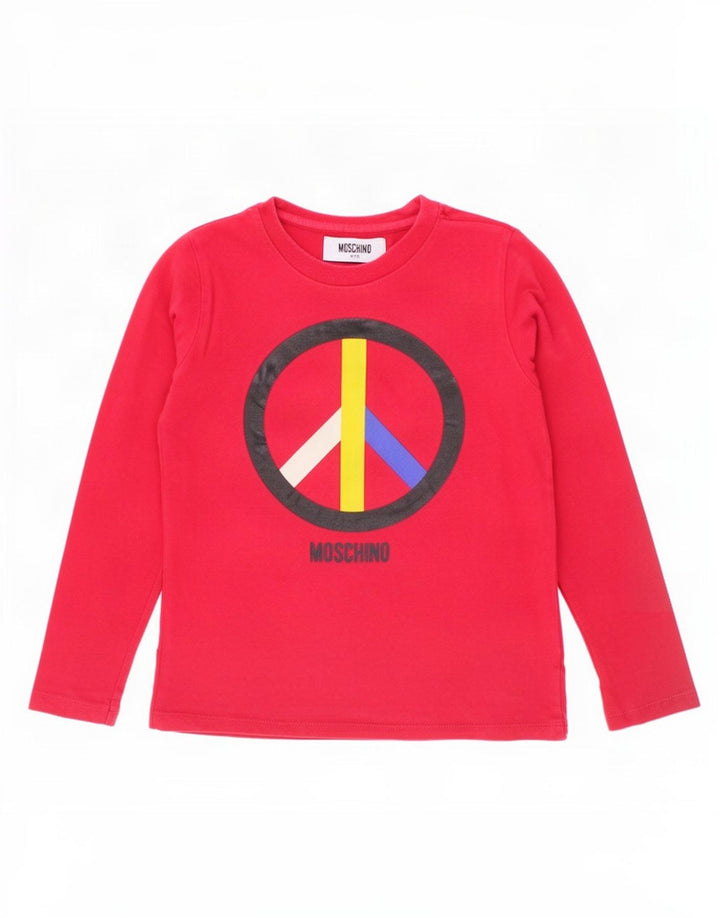 Moschino Maglietta grafica per ragazzi a maniche lunghe 5-6 anni Rossa