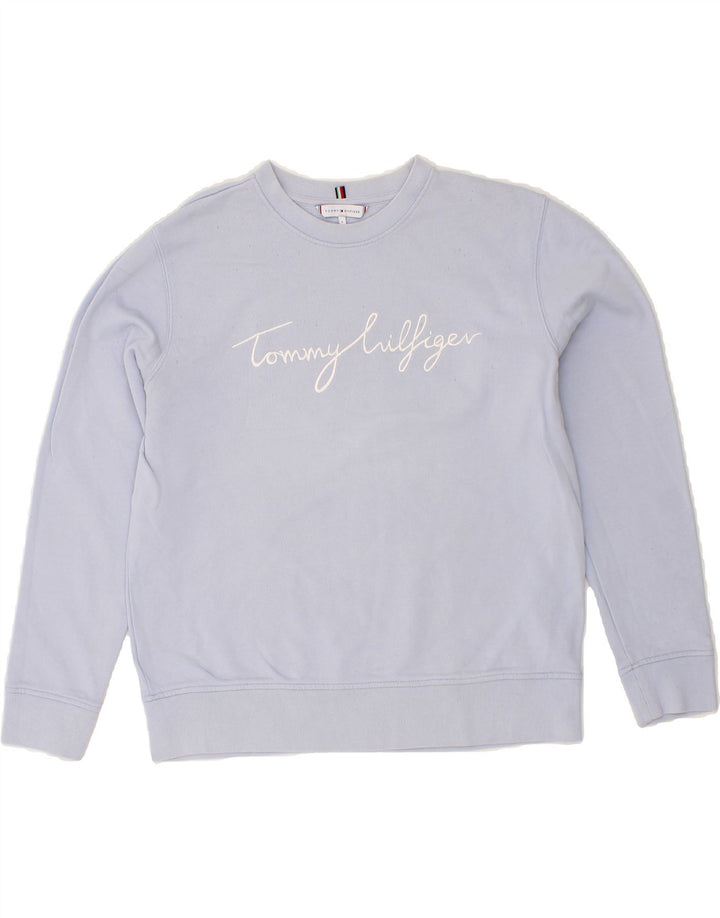 TOMMY HILFIGER Womens Oversized Sweatshirt Jumper UK 10 Small Purple Vintage Tommy Hilfiger and Second-Hand Tommy Hilfiger from Messina Hembry 