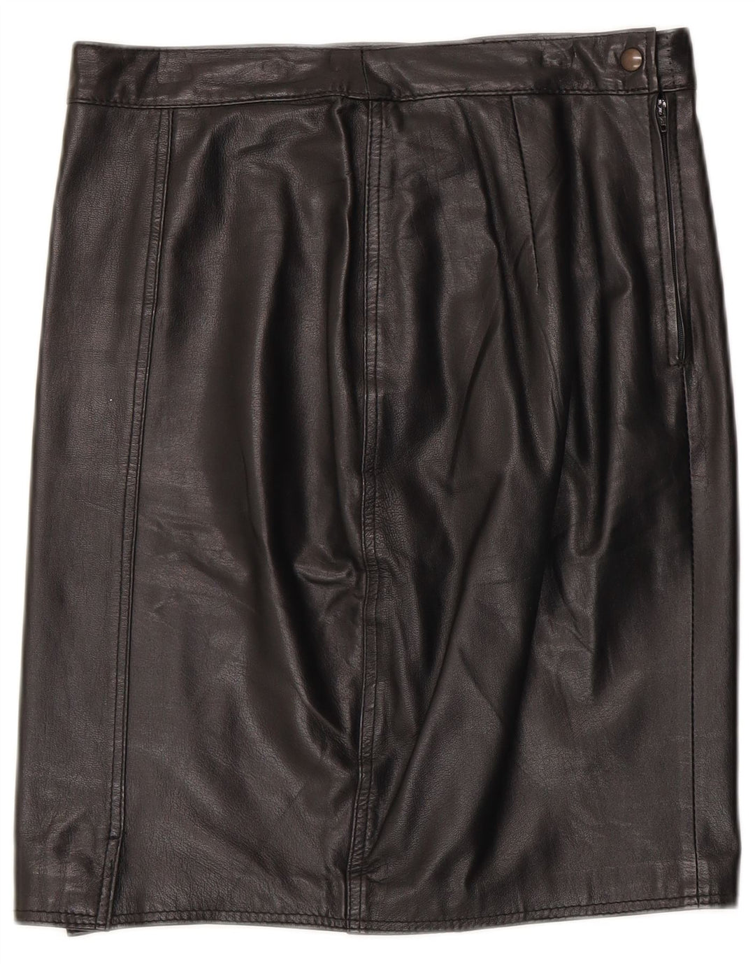 Gonna in pelle vintage da donna W30 media nera