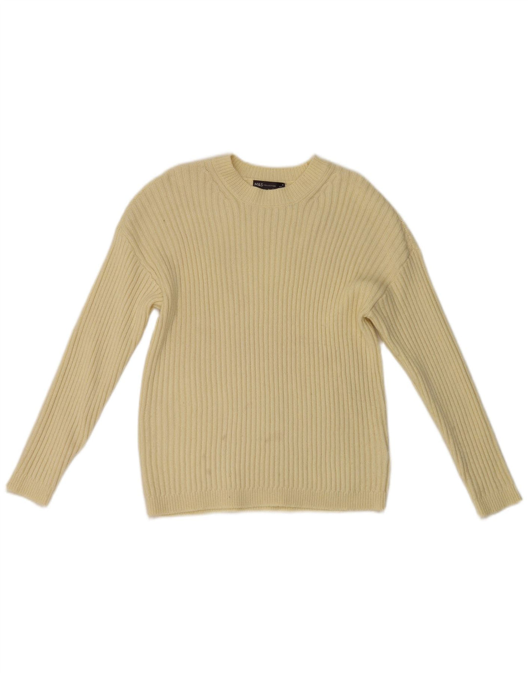 Maglione maglione girocollo da donna Marks & Spencer UK 14 giallo medio