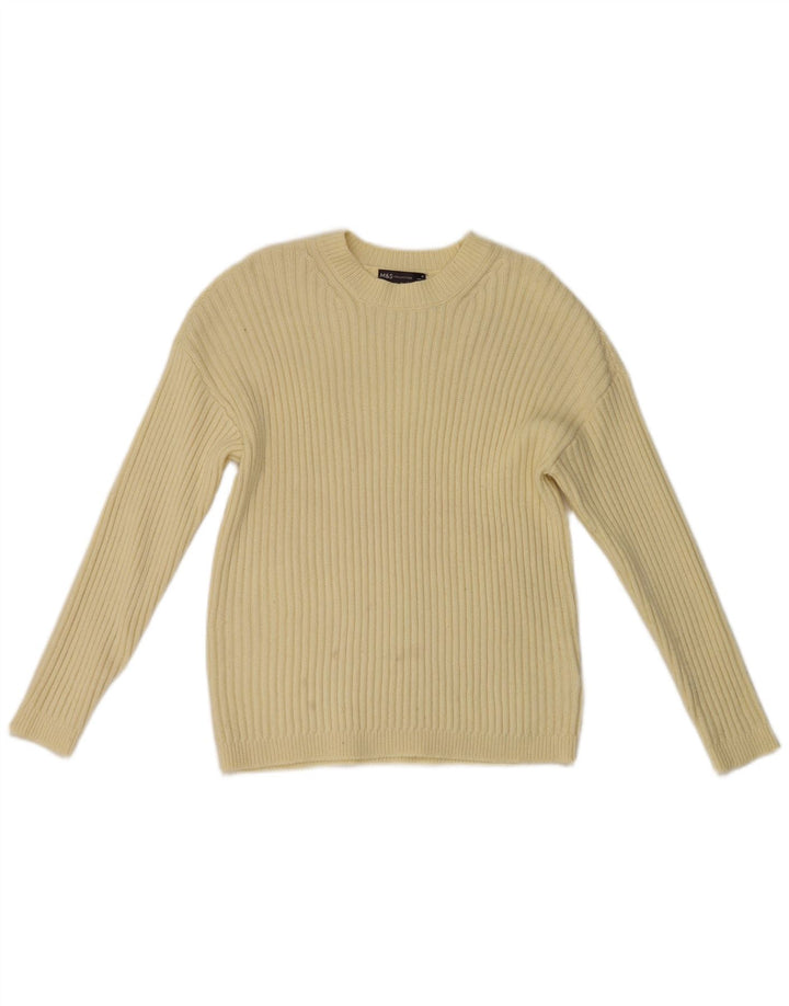 Maglione maglione girocollo da donna Marks & Spencer UK 14 giallo medio