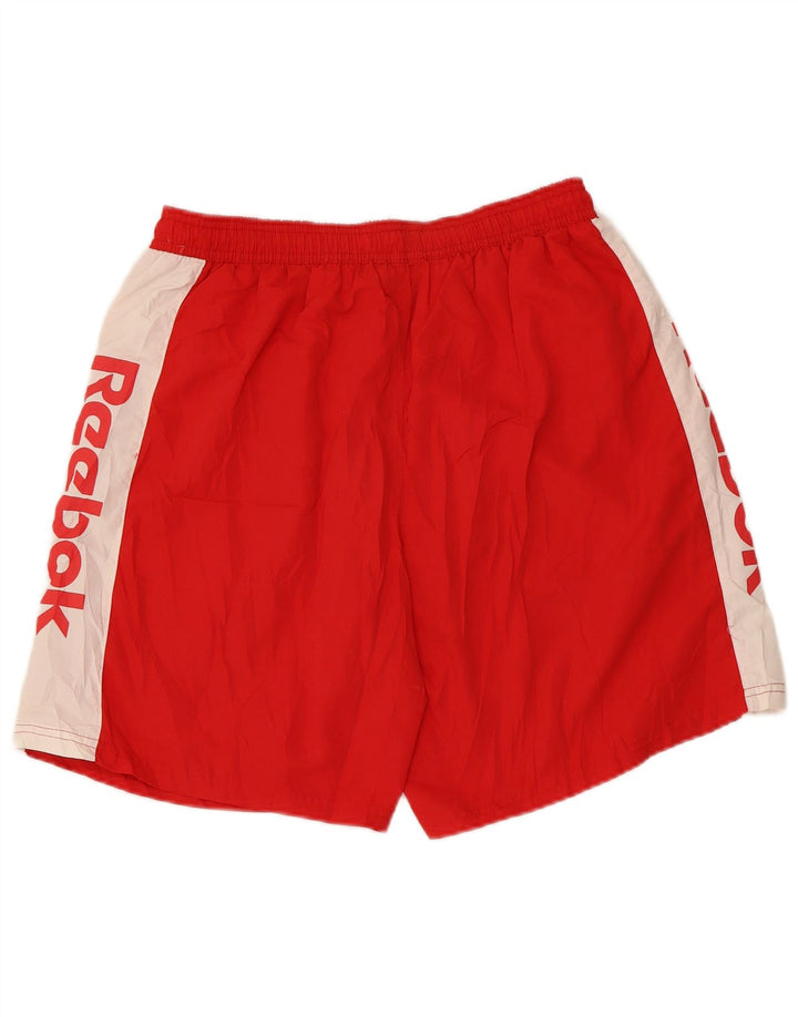 Pantaloncini da bagno grafici da uomo Reebok XL rosso color block