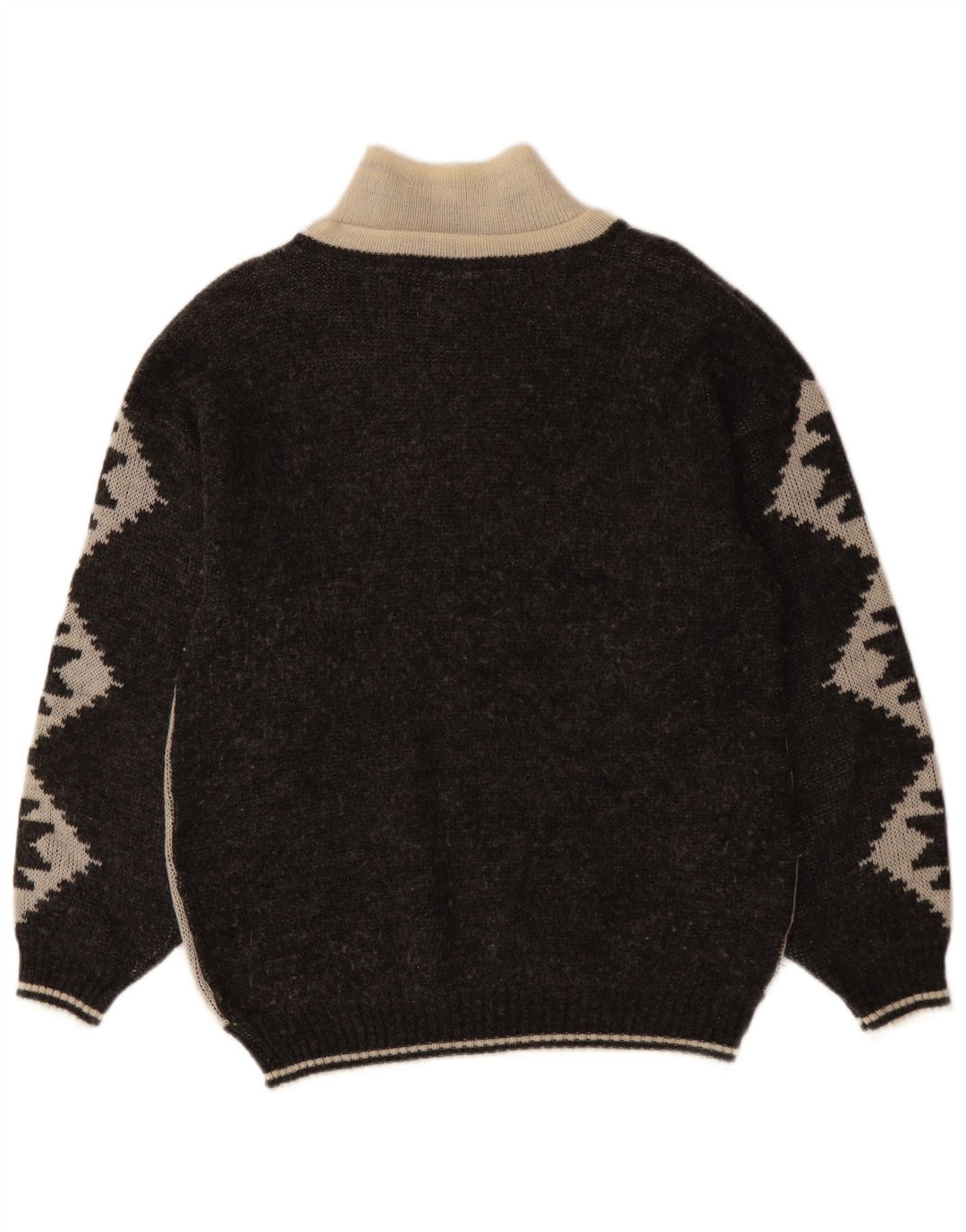 Maglione da uomo con zip e collo VINTAGE IT 46 Small Black Fair Isle