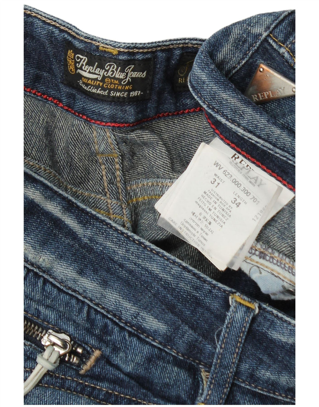 Replay Jeans dritti invecchiati da donna W31 L34 cotone blu