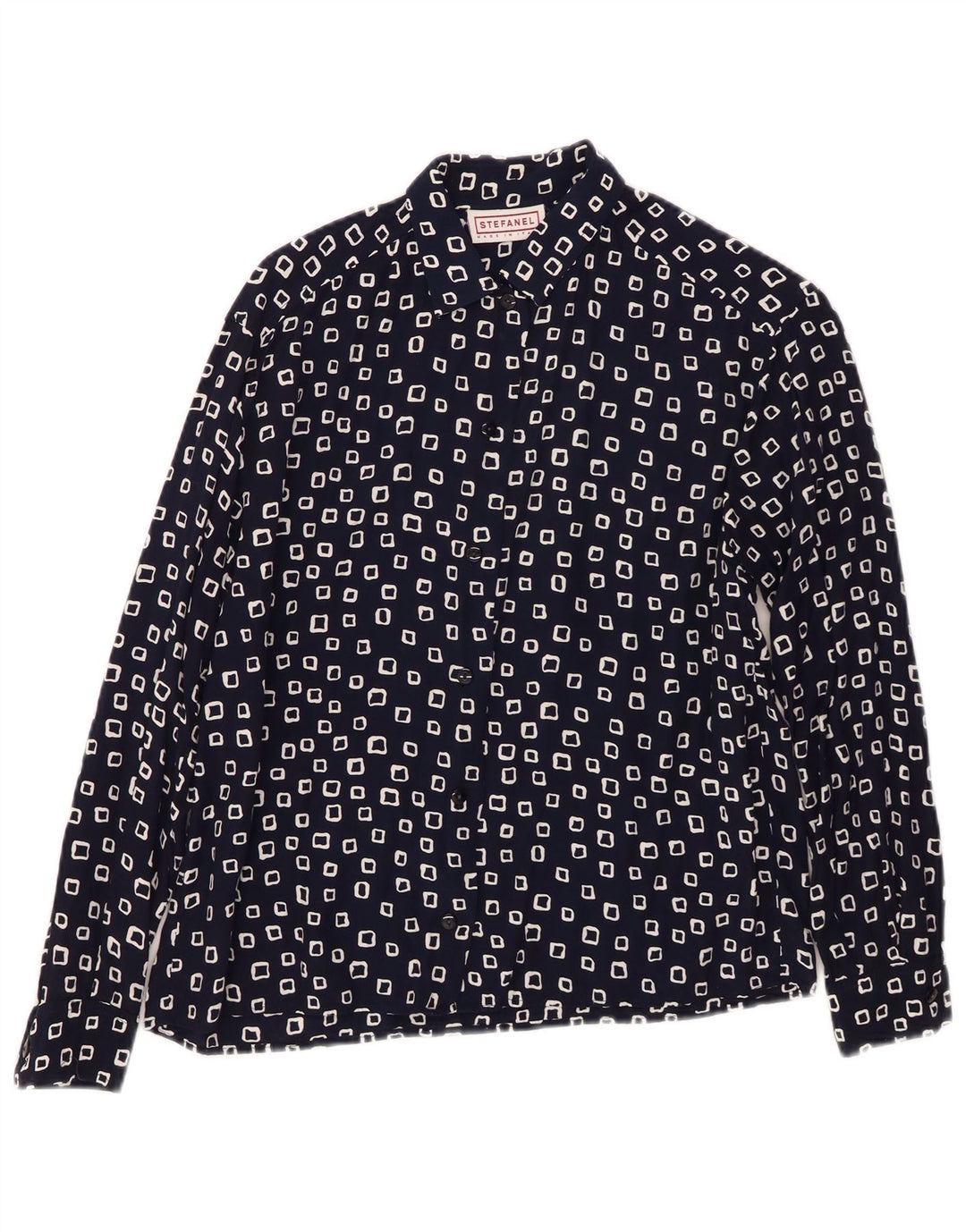 Camicia da donna STEFANEL UK 16 Large Blu Navy geometrica