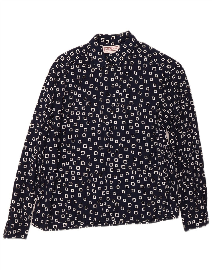 Camicia da donna STEFANEL UK 16 Large Blu Navy geometrica