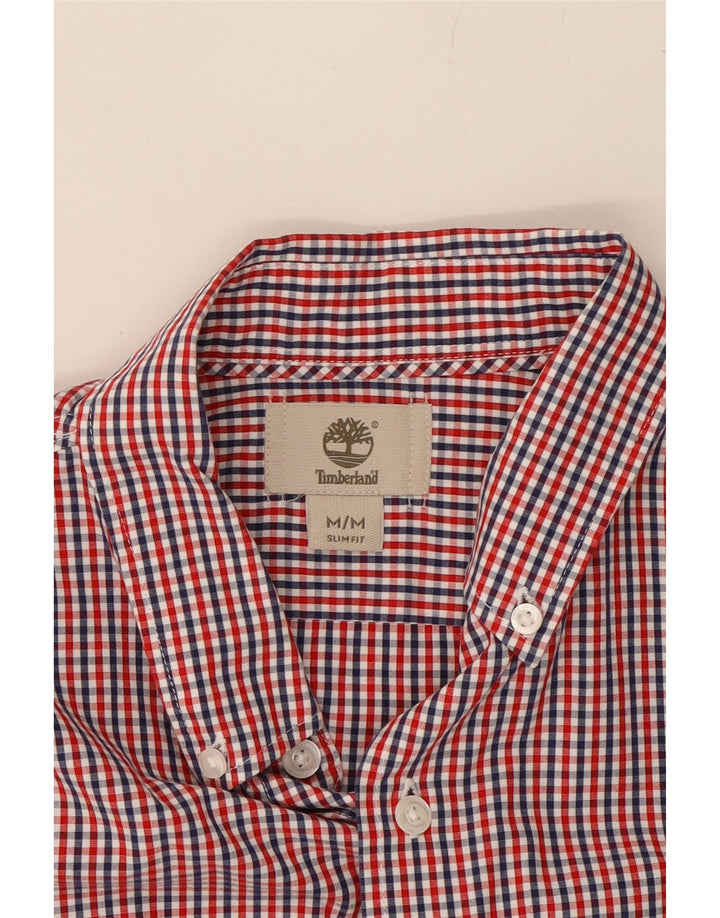 TIMBERLAND Mens Slim Fit Shirt Medium Red Check Cotton Vintage Timberland and Second-Hand Timberland from Messina Hembry 