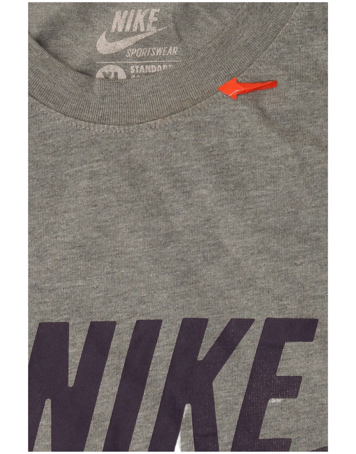 T-shirt grafica da uomo Nike Top XL in cotone chiazzato grigio