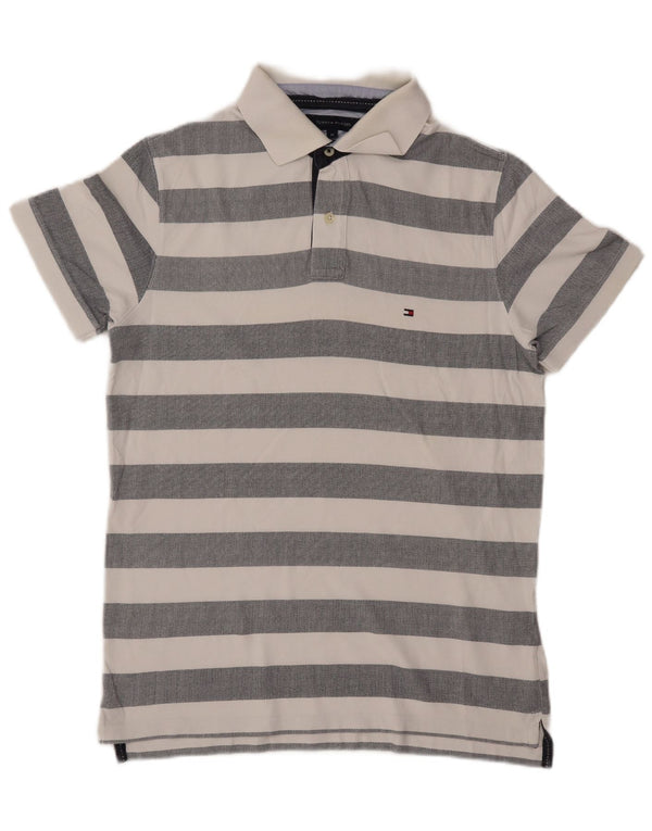 TOMMY HILFIGER Polo da uomo in cotone a righe grigio medio