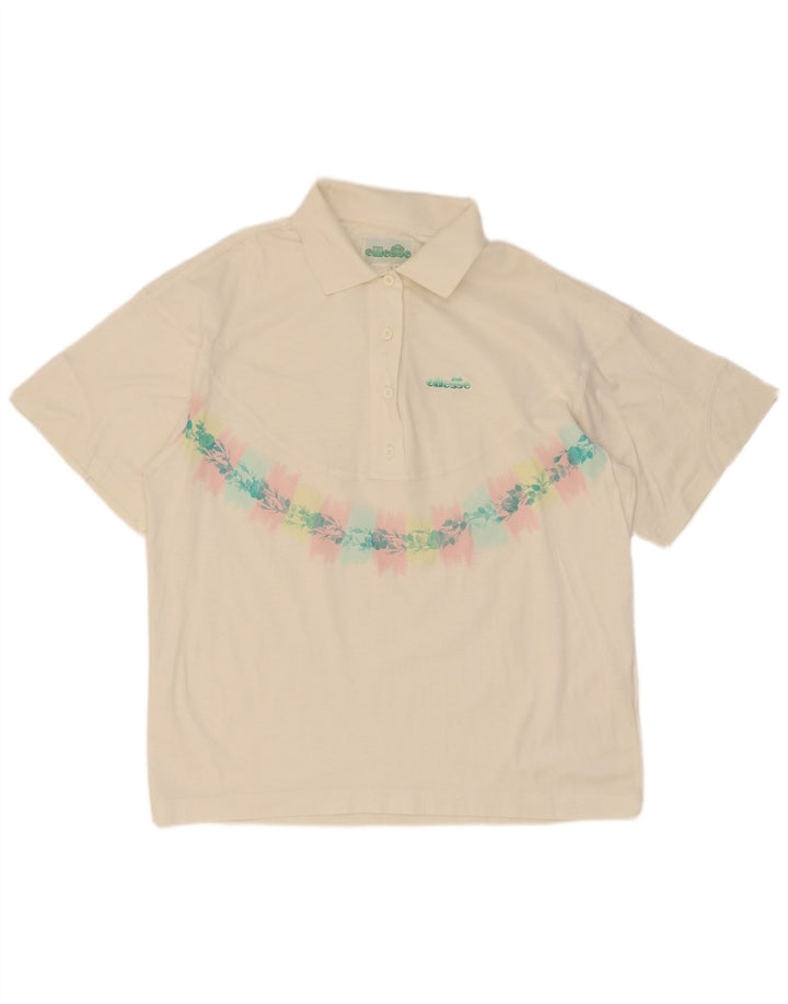 Polo da donna Ellesse IT 44 cotone floreale bianco medio