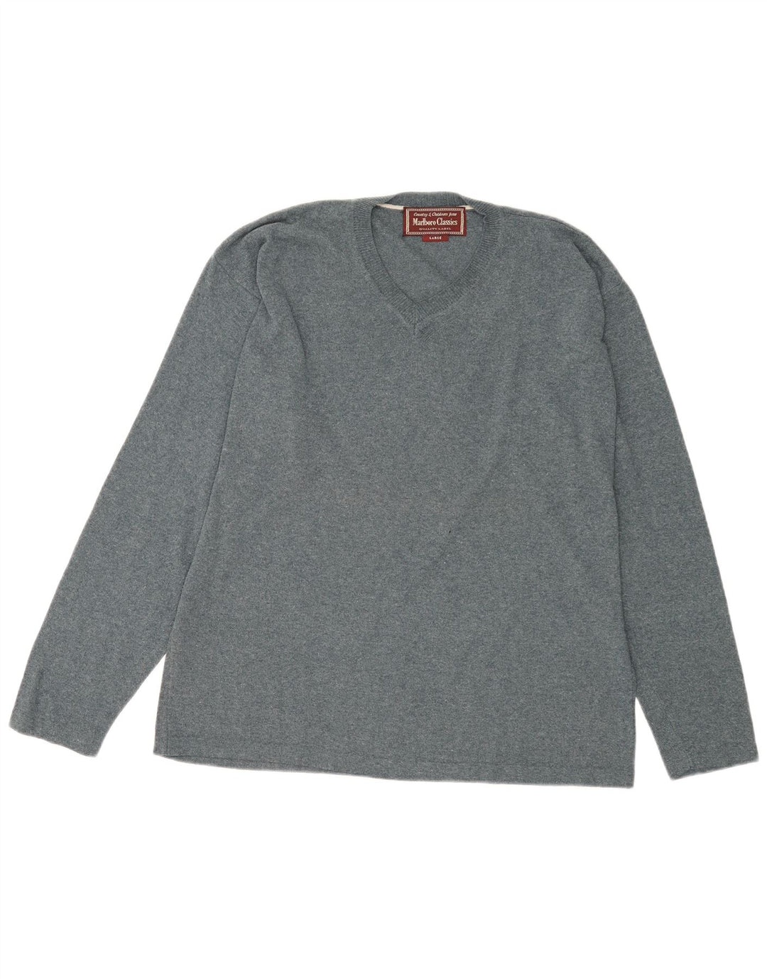 Marlboro Classics Maglione da uomo con scollo a V, grande acrilico chiazzato grigio