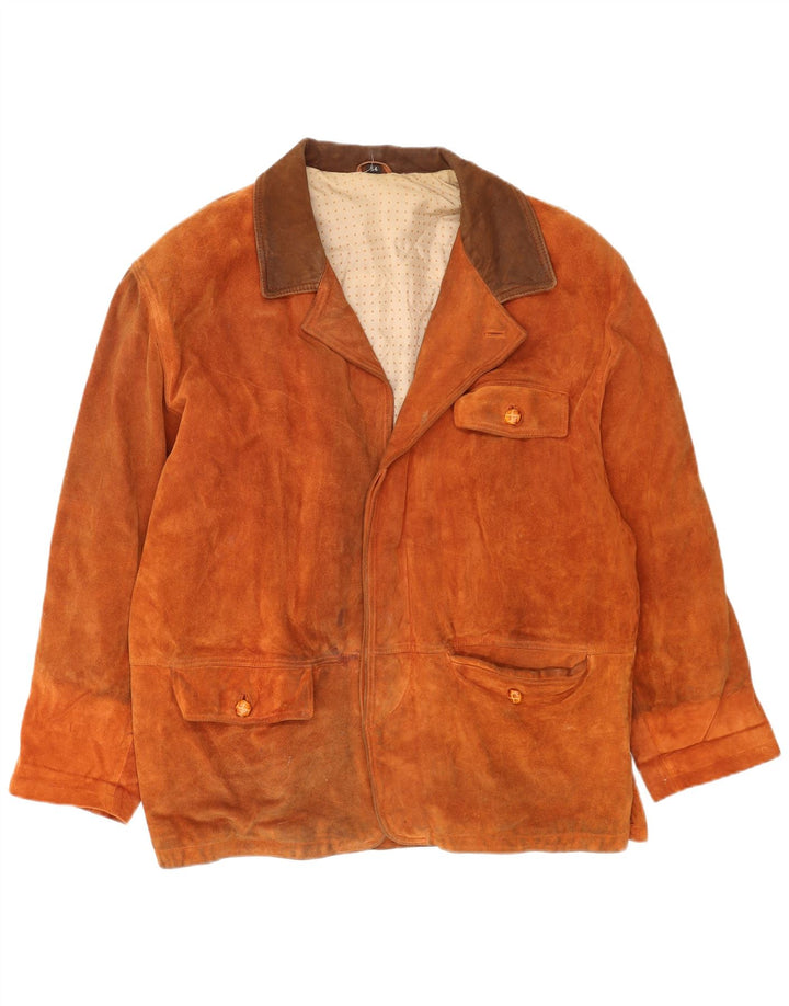 Giacca a vento vintage in pelle scamosciata da uomo EU 54 2XL in pelle marrone