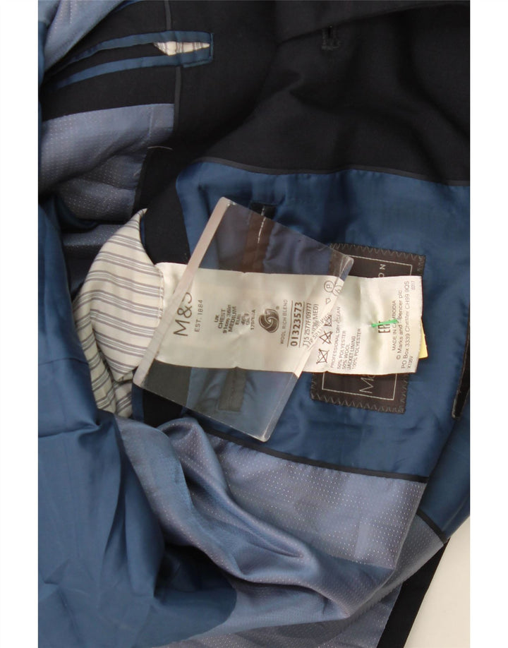 MARKS & SPENCER Giacca blazer da uomo a 2 bottoni UK 36 piccola blu navy