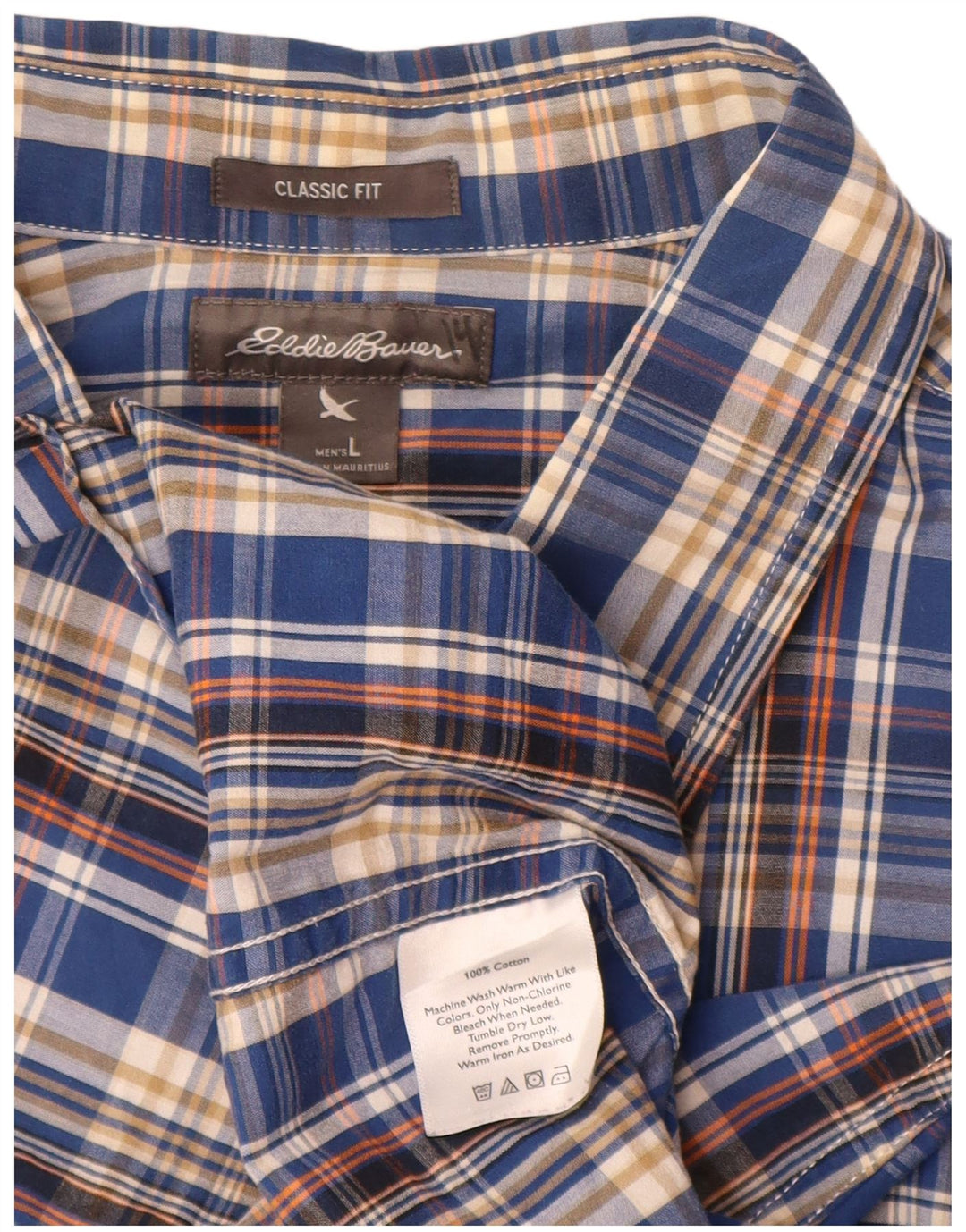 Camicia da uomo Classic Fit di Eddie Bauer, cotone a quadri blu di grandi dimensioni