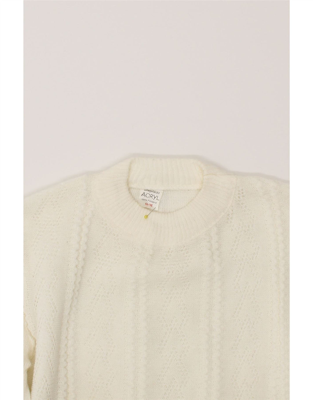 VINTAGE Womens Crew Neck Jumper Sweater IT 46 Large Off White Polyacrylic Vintage Vintage and Second-Hand Vintage from Messina Hembry 