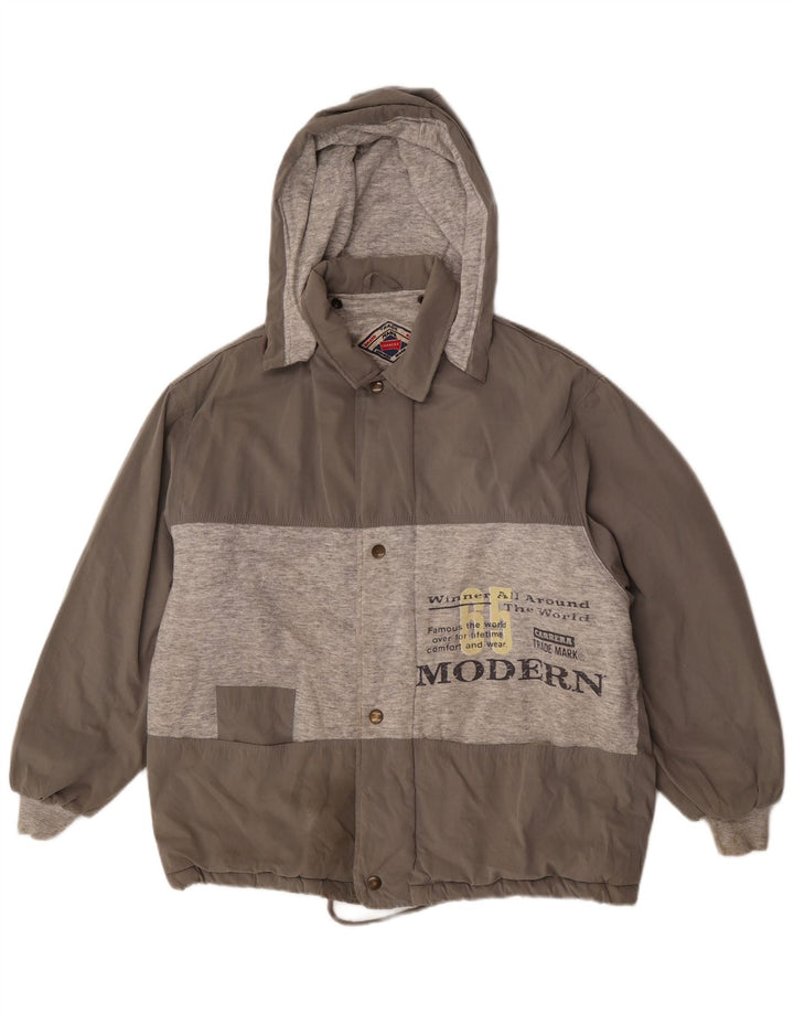 Giubbotto bomber con cappuccio grafico da uomo Carrera UK 38 Blocco colore grigio medio