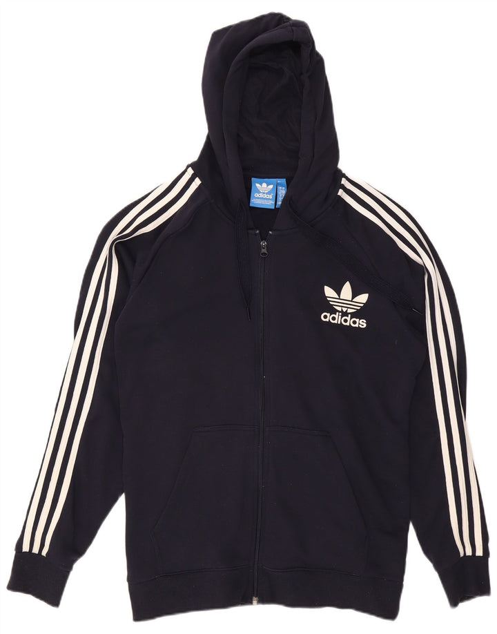 Maglione con cappuccio e zip da uomo ADIDAS grande in cotone blu navy