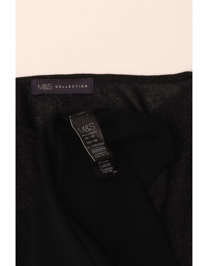 Top manica lunga da donna Marks & Spencer UK 18 XL viscosa nera