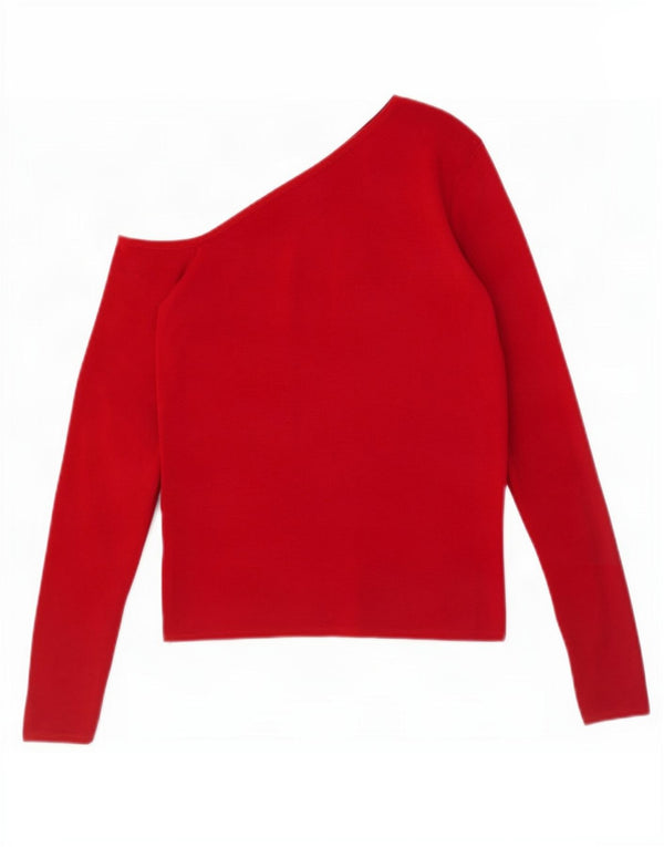 Top corto monospalla da donna Zara UK 12 Viscosa rossa media