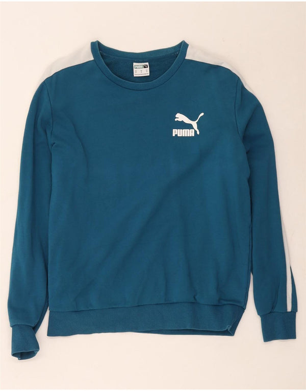 Felpa da donna Puma Jumper UK 14 Cotone color block blu medio