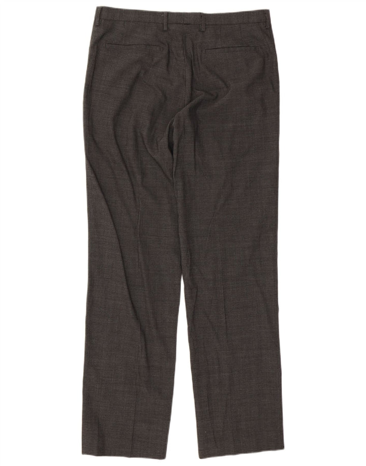 Pantaloni da abito dritti autografi da uomo Marks & Spencer W34 L33 in lana grigia