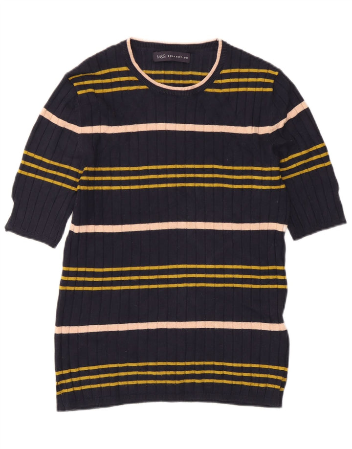 Maglione maglione con scollo a barca da donna Marks & Spencer UK 10 piccolo blu navy