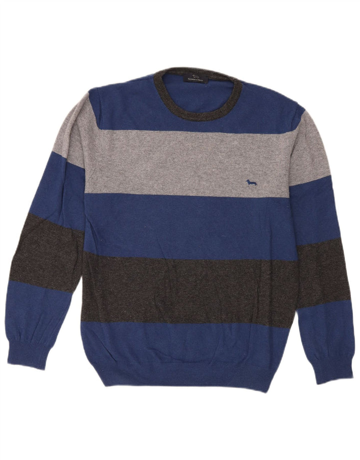 Maglione da uomo girocollo Harmont & Blaine in poliammide a righe blu grandi