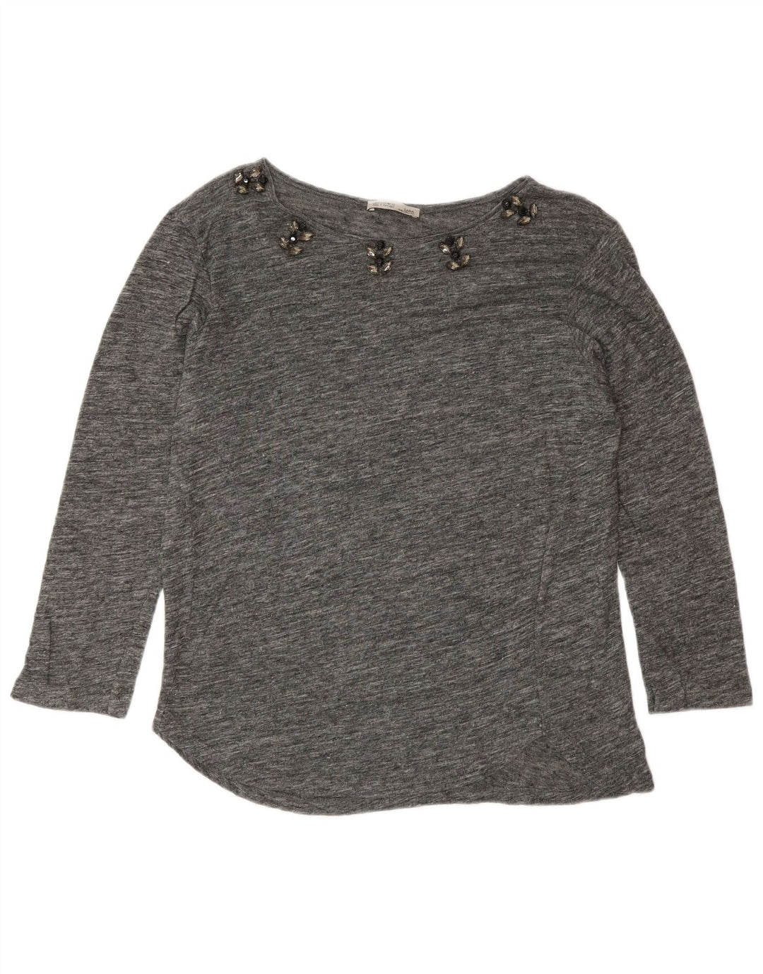 Top Zara da donna manica 3/4 UK 14 grigio medio screziato