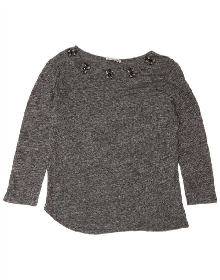 Top Zara da donna manica 3/4 UK 14 grigio medio screziato