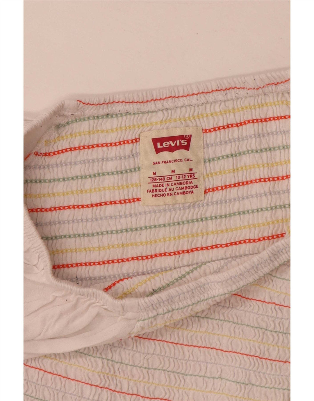 Camicetta Levi's per ragazze con spalle scoperte, top 10-11 anni, a righe bianche medie