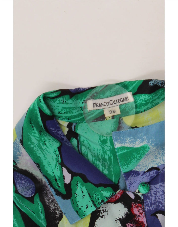 FRANCO CALLEGARI Camicia a maniche corte da donna Camicetta EU 38 Blu medio floreale