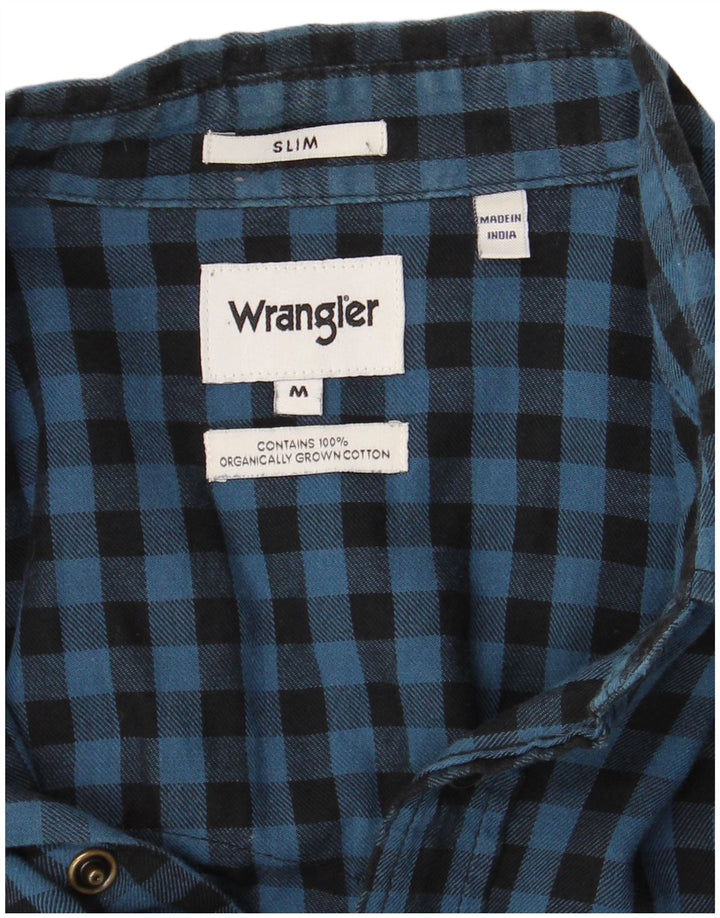 WRANGLER Camicia slim da uomo in flanella di cotone a quadretti blu medio