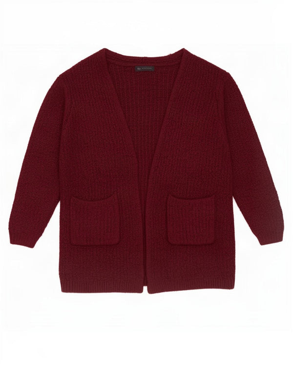 Maglione cardigan aperto da donna Marks & Spencer UK 14 Acrilico bordeaux medio