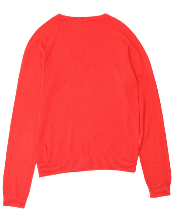 Maglione Zara da donna con scollo a V UK 10 piccolo cotone rosso