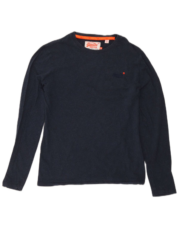 Superdry Mens Top Long Sleeve Small Navy Blue Cotton