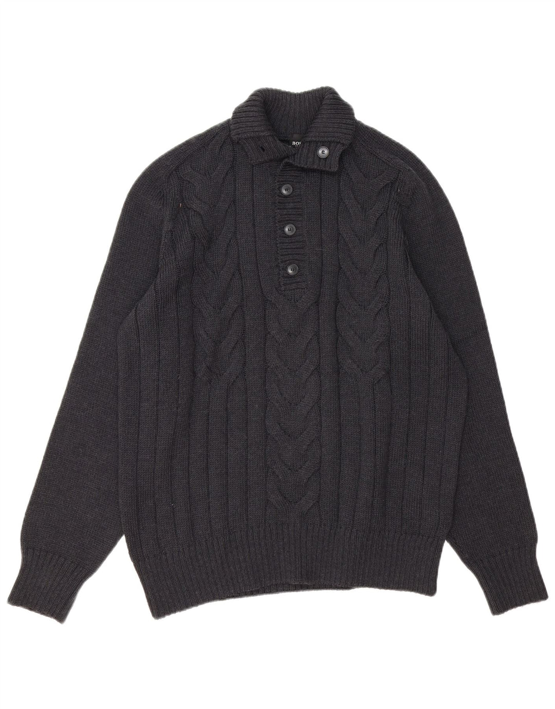 Hugo Boss Maglione da uomo slim fit con collo a bottoni XL Grigio