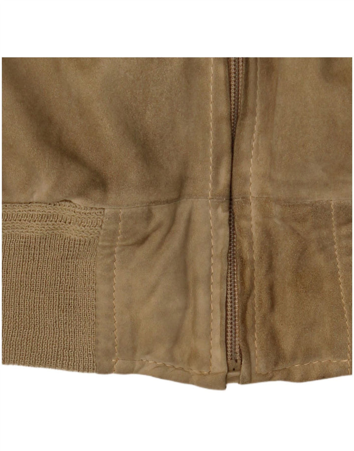 Giubbotto bomber in pelle scamosciata vintage da uomo UK 38 Beige medio