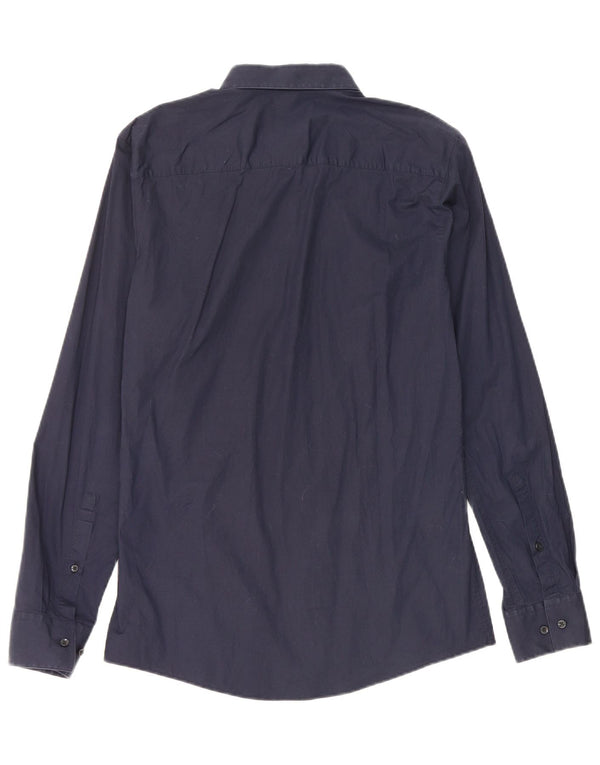 Camicia slim fit da uomo Hugo Boss piccola in cotone blu navy