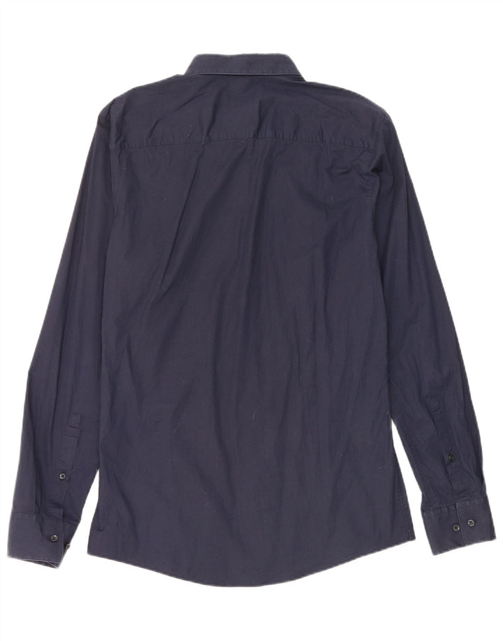Camicia slim fit da uomo Hugo Boss piccola in cotone blu navy