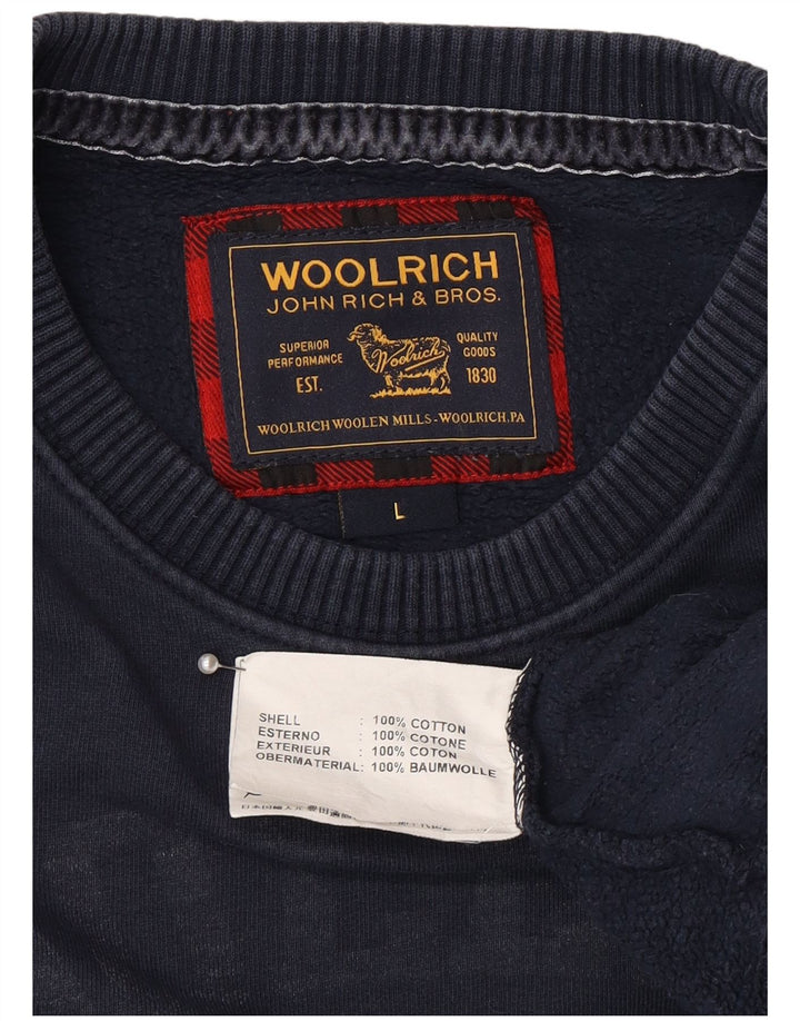 Felpa grafica da uomo Woolrich Maglione grande in cotone blu navy
